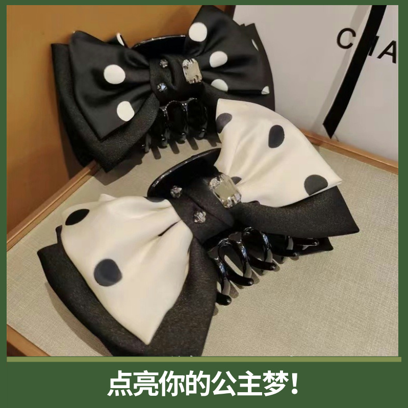 波点水晶大蝴蝶结抓夹
