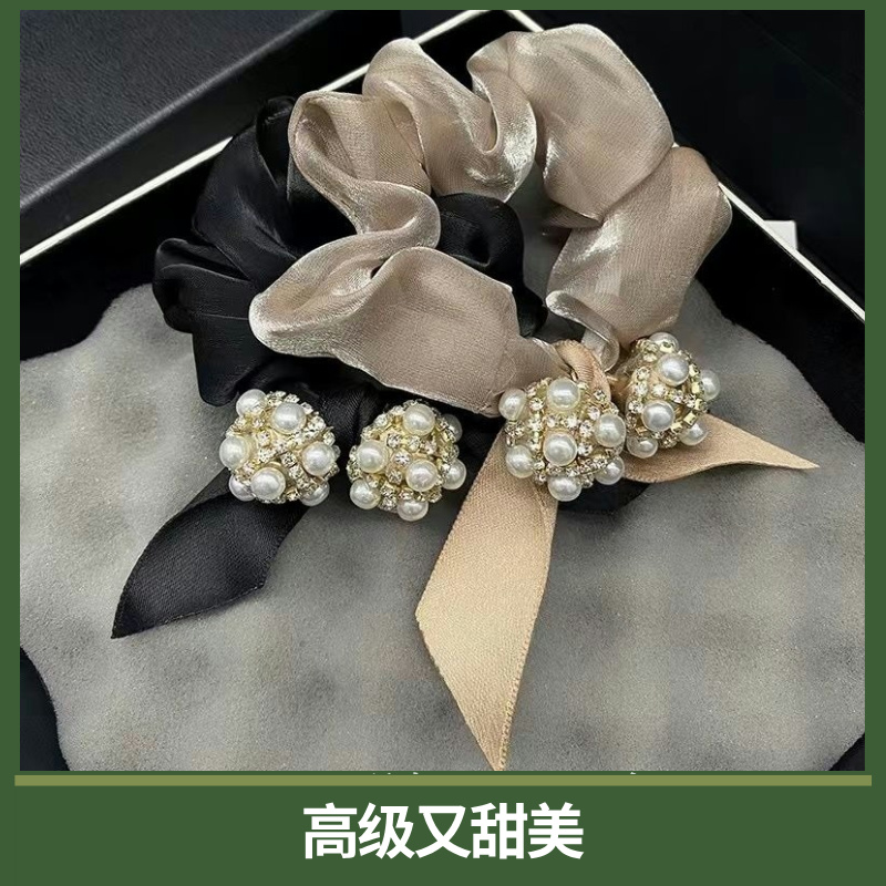 珍珠蝴蝶结发圈
