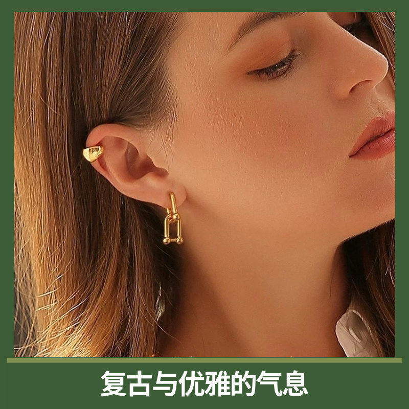 复古法式马蹄扣耳饰