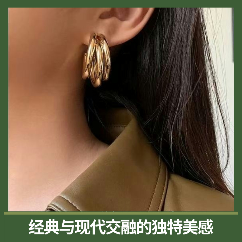 “时光交错”复古金属耳环